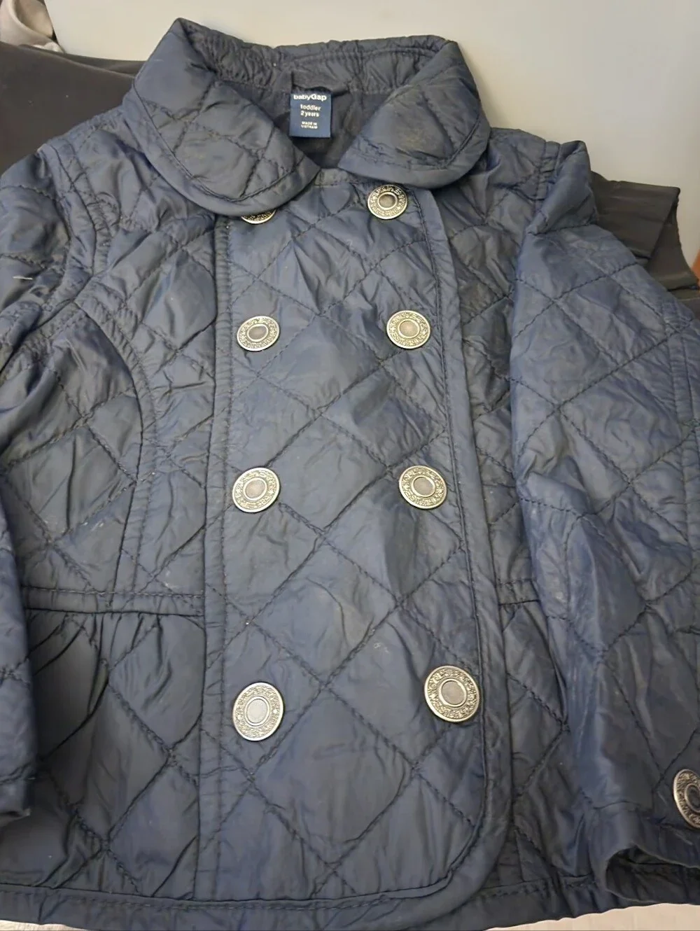 Baby GAP Navy Quilted Double-Breasted Pea Coat